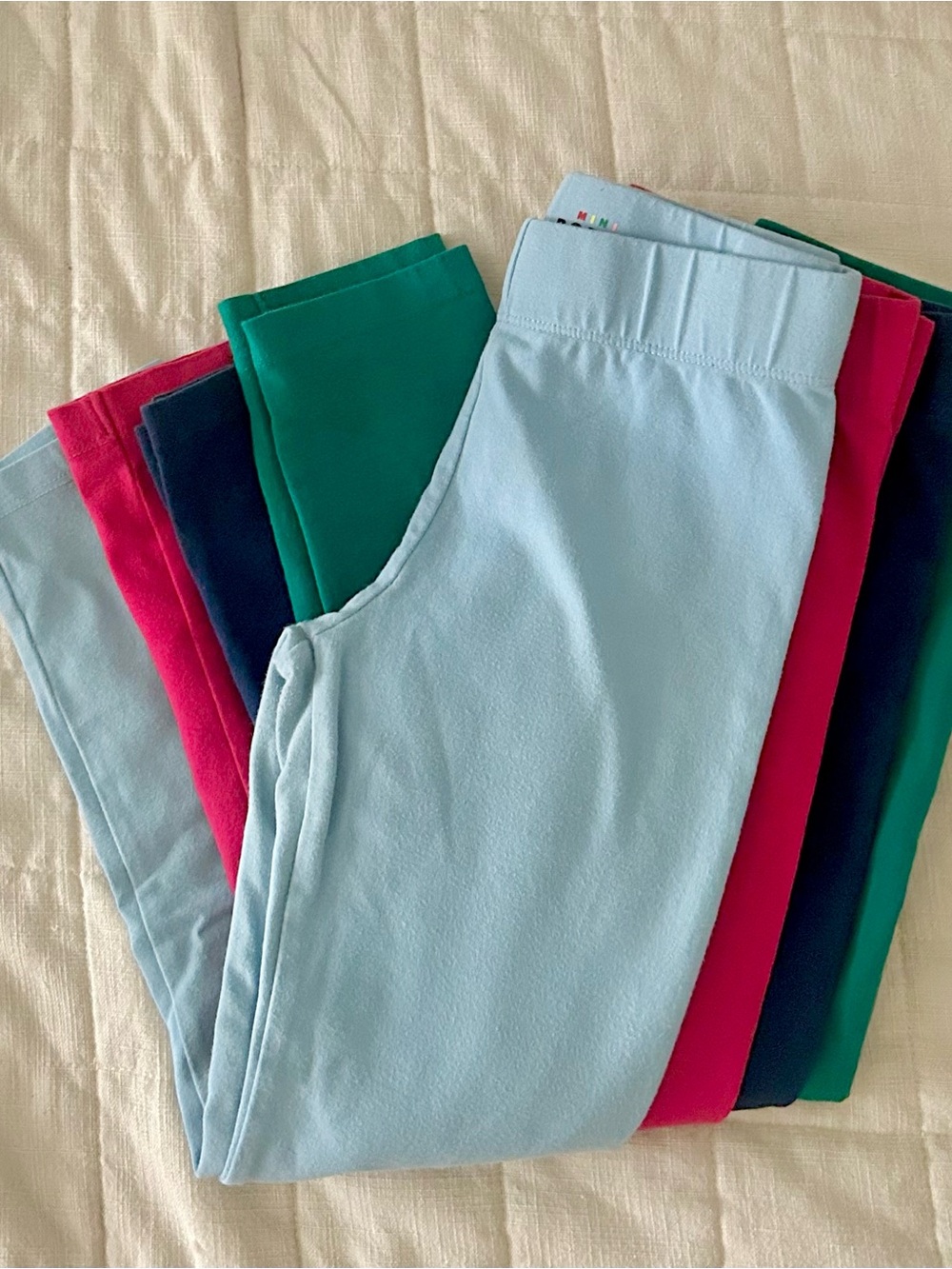 Mini Boden Kids Stretch Leggings - Light Blue, Hot Pink, Navy, Green